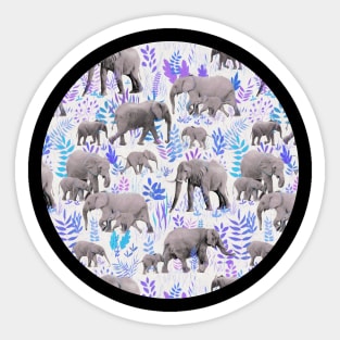 Sweet Elephants in Aqua, Purple, Cream and Grey Sticker